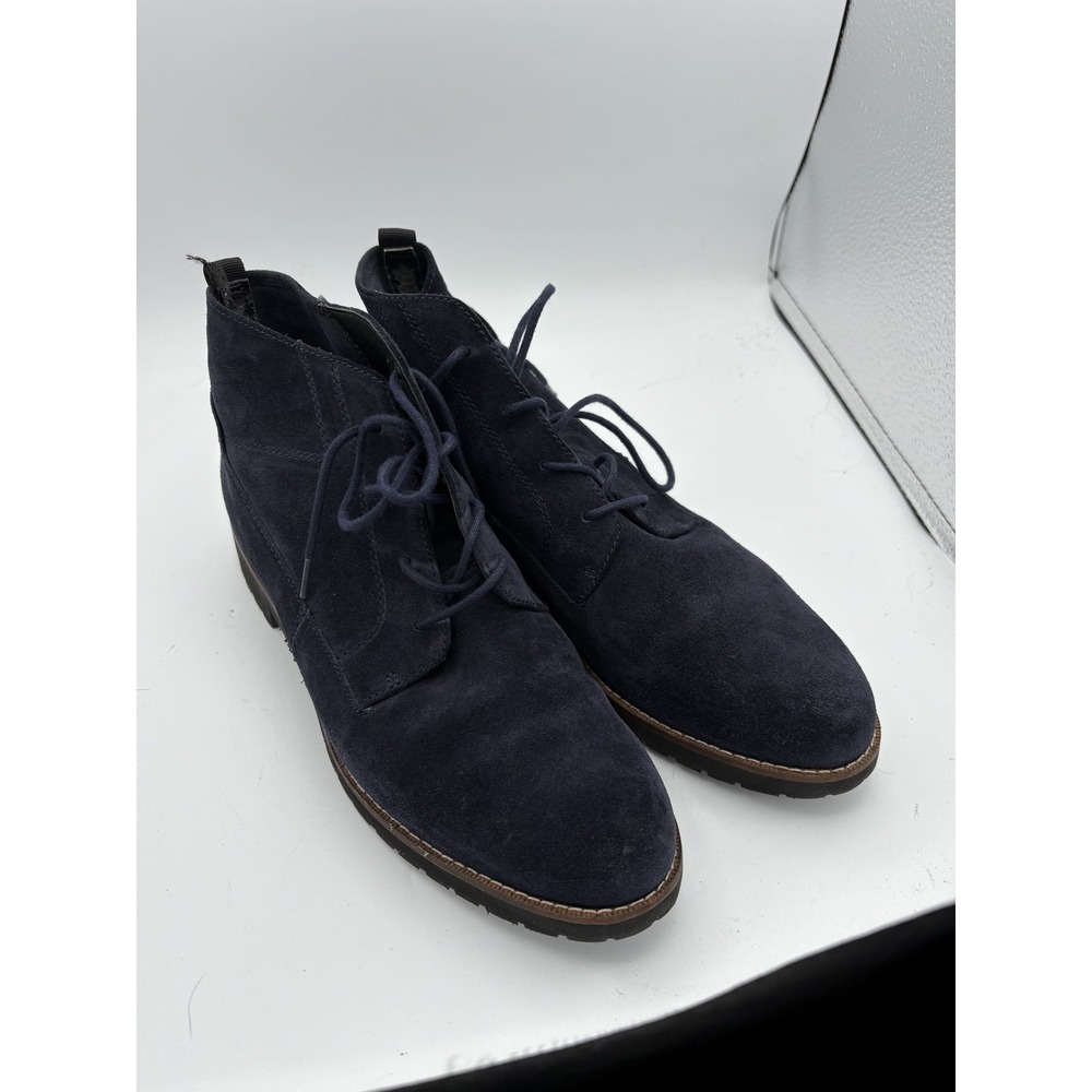 Franco Sarto Boots Womens Size 9 Blue Suede Chukka Ankle Lace Up Lug Sole